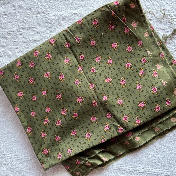 Hand Made Green & Pink Sprig Print Floral Cotton Full Folk Dance Skirt - Picture 12 of 12
